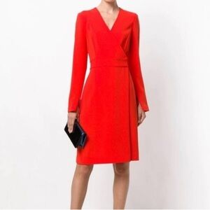 Diane Von Furstenberg Vibrant Orange Long Sleeve Wrap Dress